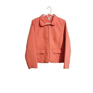 Christopher Banks Jacket Salmon Quilt Design Collared Zip Pockets Size M